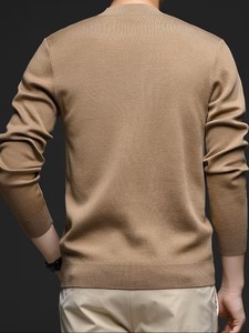 Pull en polaire d'hiver pour homme, col rond, manches longues, couleur unie, mélange polyester/coton, coupe régulière, coupe-vent et écologique - Product Image 2