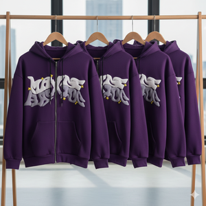 Hoodie Zippé Oversize en Coton Molletonné Épais avec Impression en Relief – Le Meilleur Design Unisexe pour le Streetwear – Fabricant de Qualité Supérieure - Product Image 4