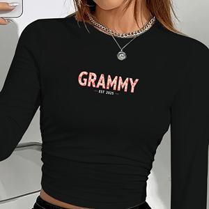 Grammy 2025เสื้อเชิ้ตแฟชั่นแขนยาวของผู้หญิงสไตล์ Y2K มีลายพิมพ์ทำจากผ้าถัก - Product Image 2