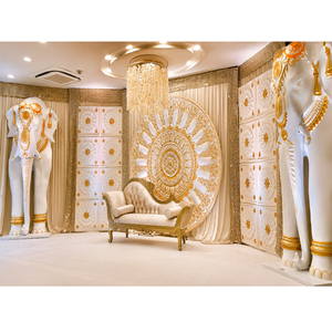Srilankan Theme Wedding Stage Fiber Back Panels Charming <b>Elephant</b> Stage Fiber Backdrops Stylish Wedding <b>Decor</b> With FRP Panels - Product Image 1