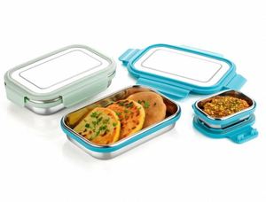 High Stainless Steel <b>Lunch</b> <b>Box</b> Leak-proof 2 <b>Compartments</b> Large Capacity Easy Clean Storage for Everyday Food Use Best Price - Product Image 4