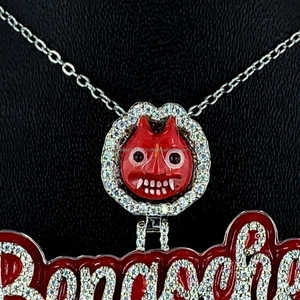 Pendentif Hiphop personnalisé en argent sterling 925 VVS entièrement glacé Moissanite rouge émail plaqué or diamant pierre principale lettres fêtes - Product Image 4