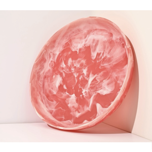 ถาดเสิร์ฟสลัดทรงกลมขนาดใหญ่ ทำจากเรซิ่น วัสดุรักษ์โลก เกรดสำหรับอาหาร  งานหล่อเรซิ่นด้วยมือ จานเสิร์ฟขนมหวาน ลายวนสีขาว - Product Image 1