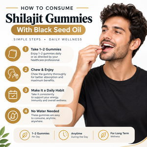 Gummies de Shilajit de Qualité Supérieure et Gummies d'Huile de Nigelle (60 unités) pour Adultes – Énergie et Soutien Cérébral – Fournisseur en Gros d'Inde - Product Image 5