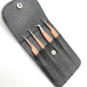 Ensemble de pinces à épiler professionnelles en acier inoxydable anti-magnétiques pour extensions de cils, lisses, durables et à dents crantées - Product Image 6