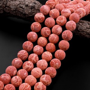 Perles de corail rouge naturel, perles rondes en pierre précieuse, pour la fabrication de bijoux, collier, bracelet, vente en gros - Product Image 2