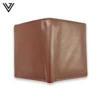 Dompet Lipat Dua VAND Premium Berkualitas Tinggi untuk Pria, Desain Tipis Pendek, Kulit Sapi Nappa, Dilengkapi Proteksi RFID, Lapisan Katun
