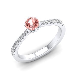 Bague en argent sterling 925 REYES, prix de gros, avec moissanite certifiée GRA, bijoux fins, coupe ronde, pierre précieuse morganite 0,5 carat - Product Image 2
