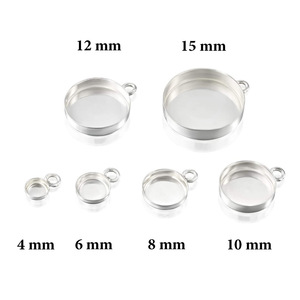 Minimalist <b>Solid</b> 925 Sterling <b>Silver</b> Plain Collet Cup Light Weight Metal Casting Fine Pendant & Charm Jewelry Component Mounting - Product Image 2