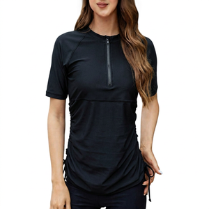 Women's Full Sleeve Rashguard <b>Swim</b> <b>Shirt</b> UPF50+ Eco-Friendly Breathable Quick Dry Solid Olive Green Crew Neck Athletic Water - Product Image 4