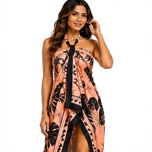 New Custom Print microfiber Sarong Women <b>Swimsuit</b> Cover Up Lightweight Beachwear resort cover up boho floral Tropical Fashion - Product Image 3