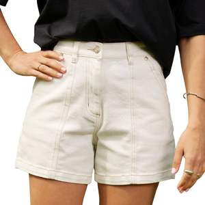 Shorts de Mezclilla Azul Cielo Plisados de Talle Alto con Cinturón, Culottes Anchos de Jean para Mujer, Atuendo de Verano para Vacaciones - Product Image 5