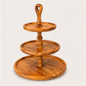 Premium Handcrafted 3 Tier Wooden <b>Cake</b> <b>Stand</b> Wood Tiered Serving Tray for Wedding Dessert Display and Farmhouse Kitchen Home - Product Image 4