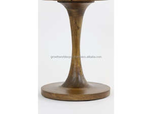 Table d'appoint ronde en bois élégante pour le salon et la chambre à coucher, table d'appoint moderne en bois massif, table d'appoint classique sur piétement - Product Image 4