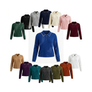 Polo 100% de haute qualité, élégant, uni, avec col orné de perles, décontracté, confortable et stylé - Product Image 1