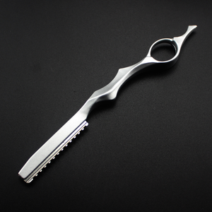 Hair Cutter Metal Single <b>Edge</b> Blade Straight Carbon Steel Safety Razor with <b>Rubber</b> Handle Right-Handed for Hair Thinning - Product Image 4