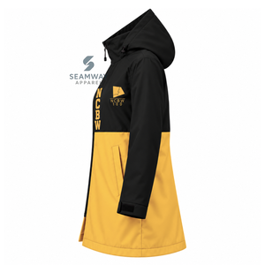 NCBW Chaqueta Impermeable Tipo Gabardina con Capucha y Cremallera para Mujer, Color Negro y Dorado, Cuello Alto, Manga Larga, Anorak para Exteriores - Product Image 3