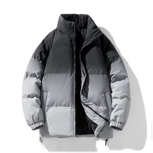 Wholesale Custom Winter Men <b>Puffer</b> <b>Jacket</b> Ombre Gradient Color Thick Warm Down <b>Jacket</b> Outdoor <b>Hoodless</b> Stand Collar Outerwear - Product Image 1