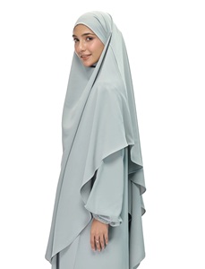 <b>Loose</b> Fit Soft High Neck Women Modest Floor Length Abaya Hooded Khimar Lightweight Chiffon Solid Color Middle East Prayer Wear - Product Image 3