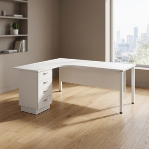 Mesa de Conferencia Extensible en Forma de L con Pedestal 4D, Laminado de Melamina, Diseño Moderno, Uso Comercial, Muebles de Oficina para el Hogar - Product Image 3