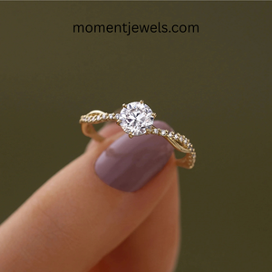 Anillo de Compromiso de Plata de Ley 925 con Circonita, Chapado en Oro, Anillo de Boda Trenzado para Mujer - Product Image 3