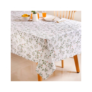 Nappe de table brodée en coton tulipes florales certifiée GOTS 300 TC Texture douce et durable lavable idéale pour les repas en plein air - Product Image 1