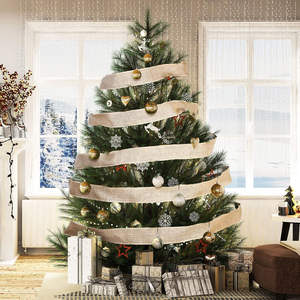 20 Meters 4 Inches 100% Jute Eco-Friendly Wide Burlap <b>Ribbon</b> Fabric Roll Wired Edge Wreaths <b>Christmas</b> Tree Decoration - Product Image 5