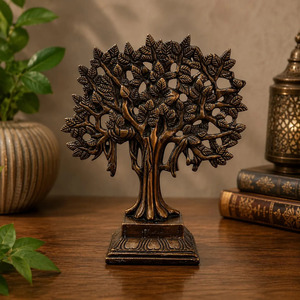 SHUBHAM - Figura Decorativa de Árbol de la Vida en Resina de Bronce, Escultura de Hojas, Centro de Mesa, Decoración del Hogar, Regalo - Product Image 5
