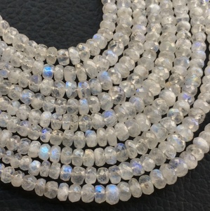 Bracelet en argent pierre de lune naturelle perles de pierres précieuses blanches rondes bijoux - Product Image 4