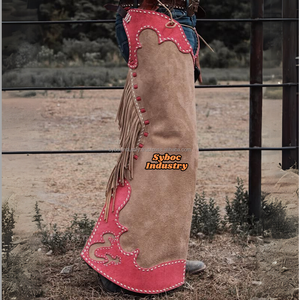 Chaparreras de Rodeo para Mujer, Nuevo Diseño Ecuestre con Cuero Vacuno Genuino, Chaparreras Vaqueras Occidentales para Jóvenes - Product Image 5