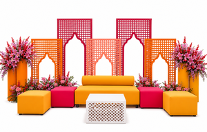 Telones de Fondo con Corte Láser Estilo Mehraab para Decoración de Noche de Henna, Panel de Fondo de Escenario de Estilo Contemporáneo, Panel con Corte Láser Estilo Mughal Real - Product Image 3