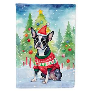 Boston Terrier Christmas Large Yard Banner Artwork Multicolor Polyester <b>House</b> <b>Sign</b> for Porch Sleeve Pole Decorative Wall <b>Hanging</b> - Product Image 1