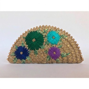 Bolsos de mano de yute con forma de media luna para mujer, con cremallera y correa opcional para llevar al hombro, accesorio de moda para eventos informales y formales - Product Image 1