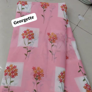 Tissu Georgette Imprimé Numérique Luxueux et de Qualité Supérieure, Motifs Floraux Multicolores Exquis et Artistiques Contemporains - Product Image 2