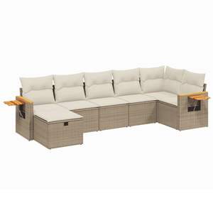 Ensemble de canapés de jardin en acier thermolaqué beige en rotin PE, grand modèle modulaire pour l'extérieur - Product Image 2