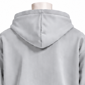 <b>Light</b> Grey Mens Full Zip Hoodie Chenille <b>Letter</b> Patch Heavyweight Fleece Oversized Casual Streetwear Sweatshirt with Pockets - Product Image 4