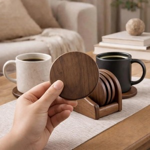 Natural Mango Wood <b>Square</b> Coaster <b>Set</b> for Home Decor Table Protection and Gifts At Best Price - Product Image 2