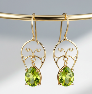 Green Hydro Oval & Heart Shape Drop <b>Earrings</b> | 925 Sterling Silver 18K <b>Gold</b> Plated Indian Handmade Silver Jewellery - Product Image 2