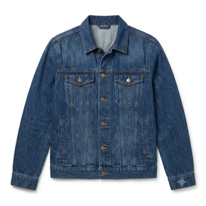 Nouvelle veste en jean pour homme 2026, col rabattu, fermeture à bouton unique, respirante, couleur unie, coupe décontractée, automne - Product Image 1