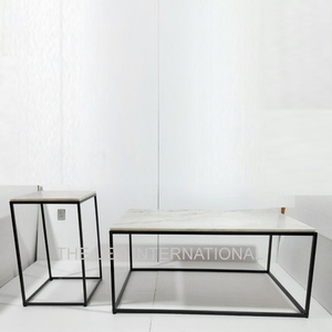 Mesa de centro de diseño ventajoso en aluminio y madera para uso en interiores y exteriores - Product Image 2