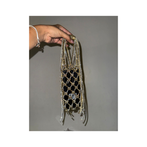 Top Selling Handmade Beaded Macramé <b>Mini</b> Bag Boho Style Open-Weave Purse with Decorative Knots Perfect for Smartphones - Product Image 3