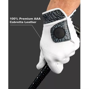 Gants de golf pour hommes de haute qualité en cuir véritable Cabretta respirant et anti-humidité avec fermeture éclair, polybag toutes sports - Product Image 4