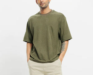 Camiseta de algodón grueso de 220 g/m² para hombre, talla grande, con hombros caídos, 100 % algodón, personalizada, precio mayorista OEM - Product Image 1