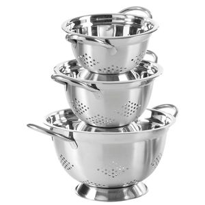 Heavy Duty Stainless Steel Metal <b>Colander</b> For Kitchen Sink Food Washing And Fast Water Draining Tasks - Product Image 1