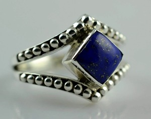 Natural <b>Lapis</b> <b>Lazuli</b> <b>Ring</b> 925 Sterling Silver Square Gemstone <b>Ring</b> Handmade Statement Jewelry December Birthstone Gift - Product Image 5