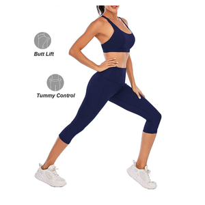 New Design OEM Service Customised Gym Capri Leggings <b>Plus</b> Size Gym Capri for Woman Quick Dry Yoga Wear Gym Leggings - Product Image 5