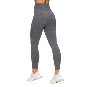 OEM ODM Women's High Waist Four-Way Stretch Tummy Control Yoga Leggings Spandex/Nylon Grey Fitness Gym Sports Wear - Product Image 6