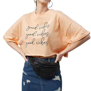 Camiseta Corta Oversize para Mujer, con Estampado Gráfico Personalizado, de Algodón, Casual, de Manga Corta, Holgada, para Verano, Venta al Por Mayor, OEM - Product Image 2