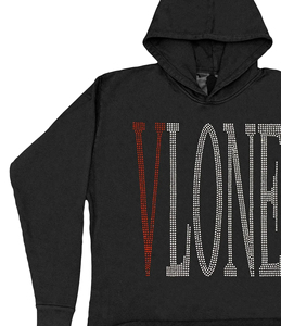 Sudadera con Capucha Negra para Hombre, con Letra V de Pedrería en la Espalda, Corte Regular, Estilo Casual - Product Image 3
