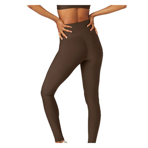 High Waist Solid Color Full Length Breathable Quick Dry Leggings Women's Stretch Knitted Spandex Polyester Seamless Basic Style - Product Image 6